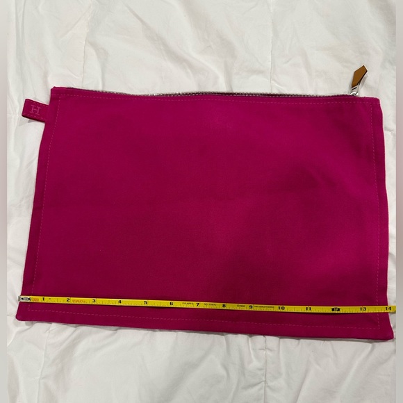 HERMES BORA BORA GM Pink Canvas Leather Cotton Pouch Flat Clutch Bag - Picture 9 of 10